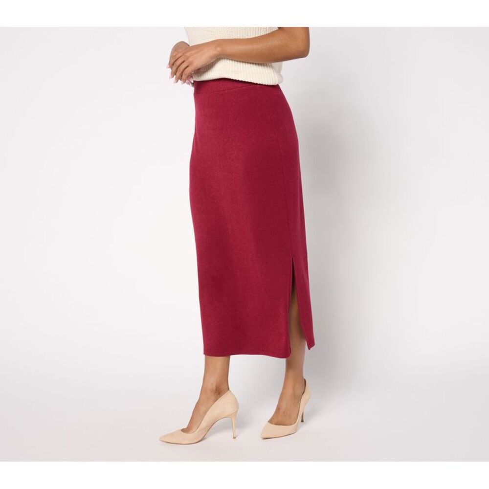 Dennis Basso Women's Skirt Sz XL Luxe Sweater Knit Long Red